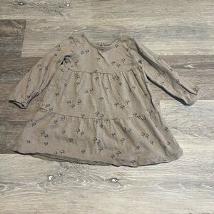 Brown Mushroom Print Kids Casual Dress
